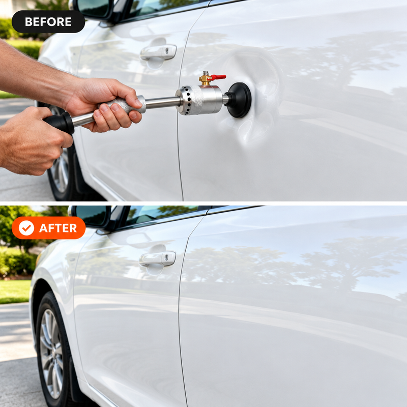 Door ding on a sedan