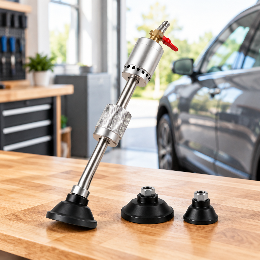 Dent puller in a garage